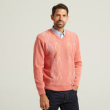 G52M03 Mens Long Sleeve Knitted Vee Neck Sweater Gabicci Classic - CORAL