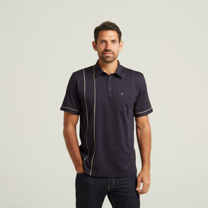 G52X16 Mens Short Sleeve Plated Jersey Polo Shirt Gabicci Classic - NAVY