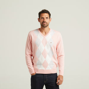 G52M04 Mens Long Sleeve Knitted Vee Neck Sweater Gabicci Classic - CORAL