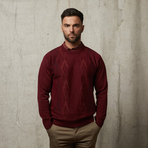 G51M10 Mens Long Sleeve Knitted Crew Neck Sweater Gabicci Classic - ROSSO