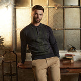 G51M11 Mens Long Sleeve Knitted Polo Collar Sweater Gabicci Classic - NAVY