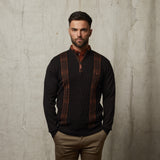 G51M13 Mens Long Sleeve Knitted Quarter Zip Sweater Gabicci Classic - BLACK