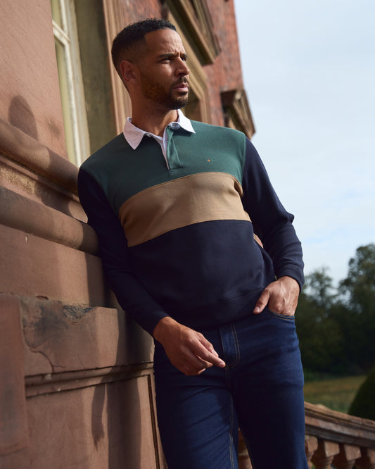 G57D04 Mens Rugby Shirt Gabicci Heritage - NAVY