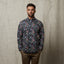 G51W06 Mens Long Sleeve Printed Woven Shirt Gabicci Classic - NAVY