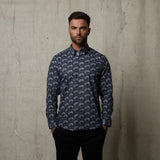 G51W07 Mens Long Sleeve Printed Woven Shirt Gabicci Classic - INSIGNIA