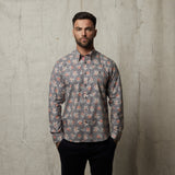 G51W08 Mens Long Sleeve Printed Woven Shirt Gabicci Classic - RUST