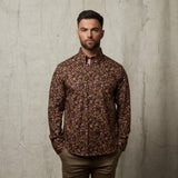 G51W10 Mens Long Sleeve Printed Woven Shirt Gabicci Classic - GRAPE