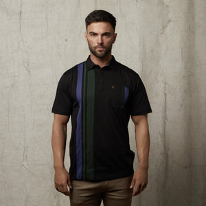 G51X03 Mens Short Sleeve Plated Jersey Polo Shirt Gabicci Classic - BLACK