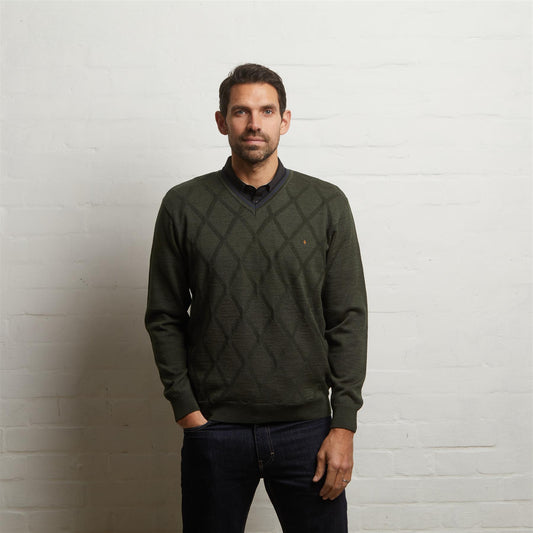 G55M04 Fancy Vee Neck Sweater Gabicci Classic IVY