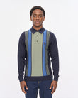 V57GM00 Mens Searle Long Sleeve Knit Polo Gabicci Vintage - NAVY