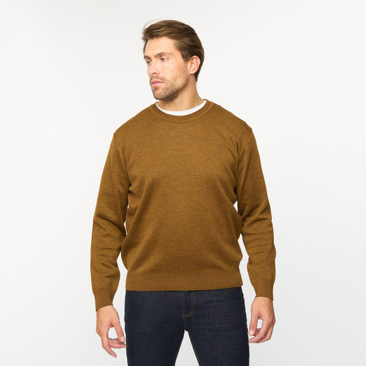 G55K04 Plain Crew Neck Sweater Gabicci Classic NUTMEG