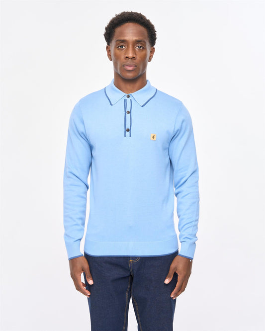 V57GM09 Mens Linekar Long Sleeve Knit Polo Gabicci Vintage - FISTRAL