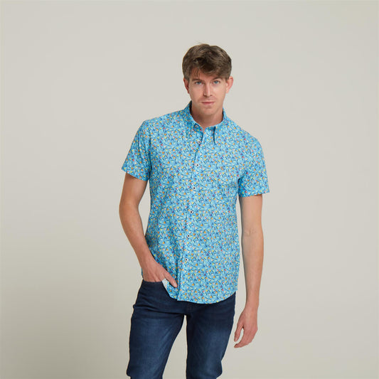 V52GW05 Mens Lagoon Woven Print Shirt Gabicci Vintage - THAMES