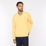 G54K01 Mens Plain Vee Kneck Knit Gabicci Classic - PINEAPPLE