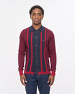 V57GM17 Mens Pascal Long Sleeve Button Thru Knit Polo Gabicci Vintage - CLARET