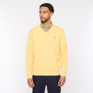 G54K01 Mens Plain Vee Kneck Knit Gabicci Classic - PINEAPPLE