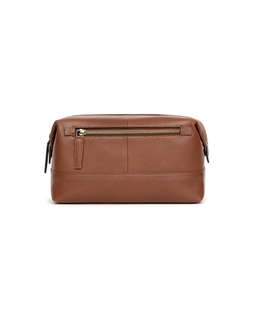 AGABB02 Leather Milo Wash Bag CHESTNUT