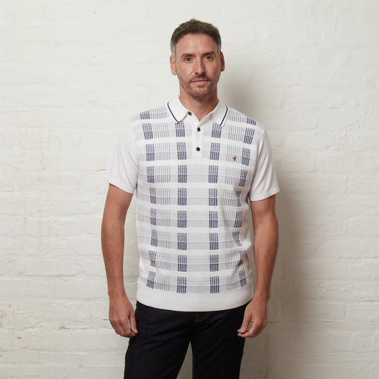 G56M09 Mens Short Sleeve Knit Polo Gabicci Classic - WHITE