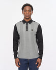 V57GM07 Mens Campbell Long Sleeve Knit Polo Gabicci Vintage - BLACK
