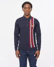 V57GM03 Mens Soda Long Sleeve Knit Polo Gabicci Vintage - NAVY