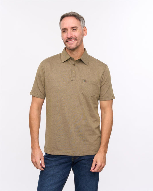 G57Z17 Mens Short Sleeve Oxford Jersey Polo Gabicci Heritage - CARAMEL
