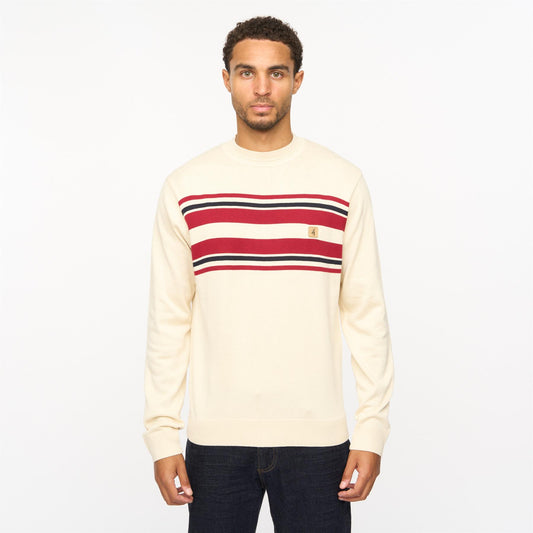 V55GM19 Mens Liam Long Sleeve Knitted Crew Neck Sweater Gabicci Vintage - CREAM