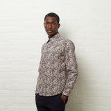 V54GW10 Mens Sanchez Long Sleeve Pattern Shirt Gabicci Vintage - NAVY