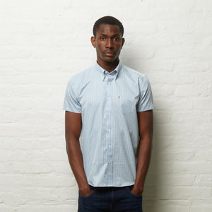 V54GW02 Mens Fraser Short Sleeve Gingham Shirt Gabicci Vintage - AQUA