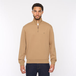 G54D01 Mens Quarter Zip Sweat Gabicci Classic - GRANOLA