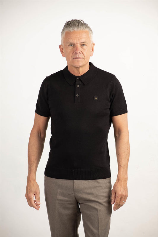V00GK04 Mens Jackson Knitted Polo Gabicci Vintage - BLACK