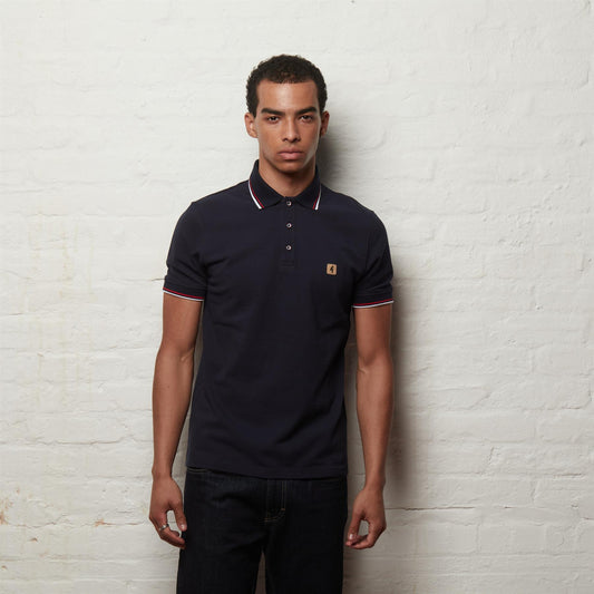 V56GX01 Mens Jordan Short Sleeve Knit Collar Pique Polo Gabicci Vintage - NAVY
