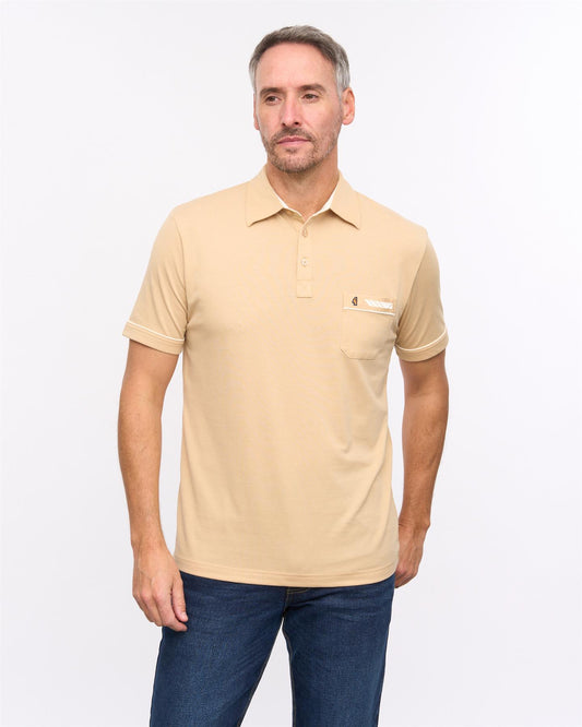 G57X06 Mens Short Sleeve Jersey Polo Gabicci Heritage - CARAMEL