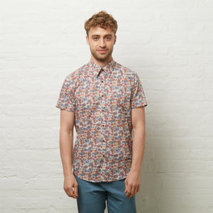 V54GW04 Mens Harvey Short Sleeve Pattern Shirt Gabicci Vintage - AQUA