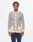 V57GM16 Mens Noel Long Sleeve Button Thru Knit Polo Gabicci Vintage - CARAMEL