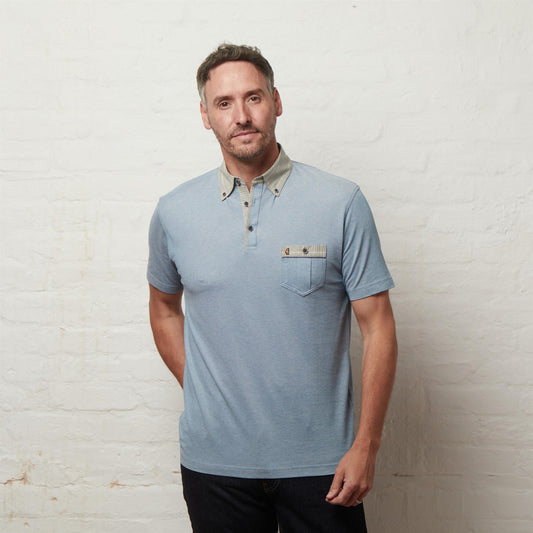 G56X16 Mens Short Sleeve Oxford Collar Jersey Polo Gabicci Classic - DELFT