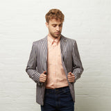 V54GJ04 Mens Henley Boating Striped Blazer Gabicci Vintage - NAVY