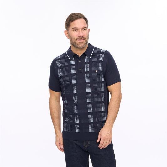 G56M09 Mens Short Sleeve Knit Polo Gabicci Classic - NAVY