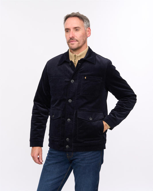 G57J01 Mens Workwear Corduroy Jacket Gabicci Heritage - NAVY