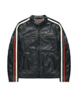 AGABJ07 Leather Moto Jacket NAVY