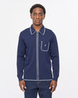 V57GM25 Mens Nick Long Sleeve Zip Thru Knit Polo Gabicci Vintage - NAVY