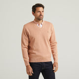 G54K01 Mens Plain Vee Kneck Knit Gabicci Classic - PEACH