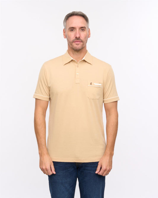 G57X06 Mens Short Sleeve Jersey Polo Gabicci Heritage - CARAMEL