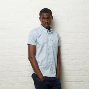 V54GW02 Mens Fraser Short Sleeve Gingham Shirt Gabicci Vintage - AQUA