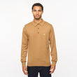 V55GK08 Mens Francesco Long Sleeve Plain Knitted Three Button Polo Gabicci Vintage - NUTMEG