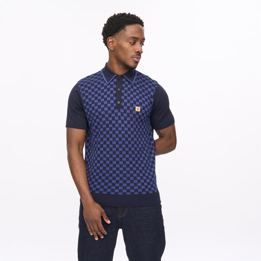 V56GM08 Mens Danson Short Sleeve Knit Polo Gabicci Vintage - NAVY