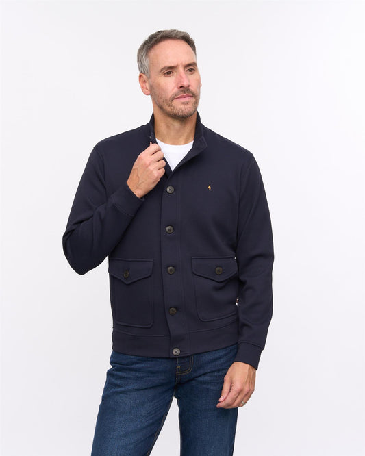 G57D06 Mens Button Thru Lightweight Jacket Gabicci Heritage - NAVY