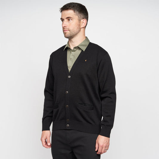 G00K02 Mens Button Thru Cardigan Gabicci Classic - BLACK