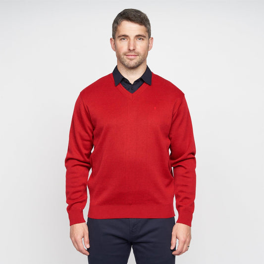 G00K01 Mens Vee Neck Sweater Gabicci Classic  - RED