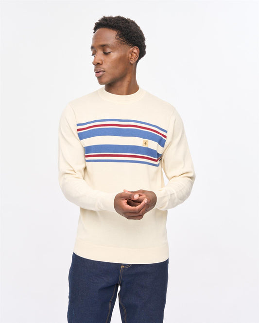 V57GM19 Mens Liam Long Sleeve Knit Crew Gabicci Vintage - CREAM
