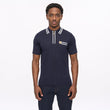 V56GM06 Mens Johnson Short Sleeve Zip Neck Knit Polo Gabicci Vintage - NAVY